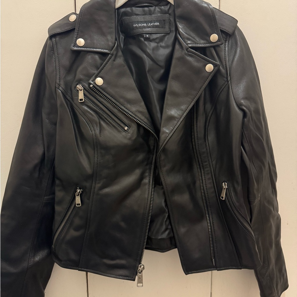 Wilsons Leather Women's Black Moto  Jacket BNWT